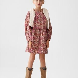 Mango Girl’s Floral Sundress with Bishop Sleeves Size 8